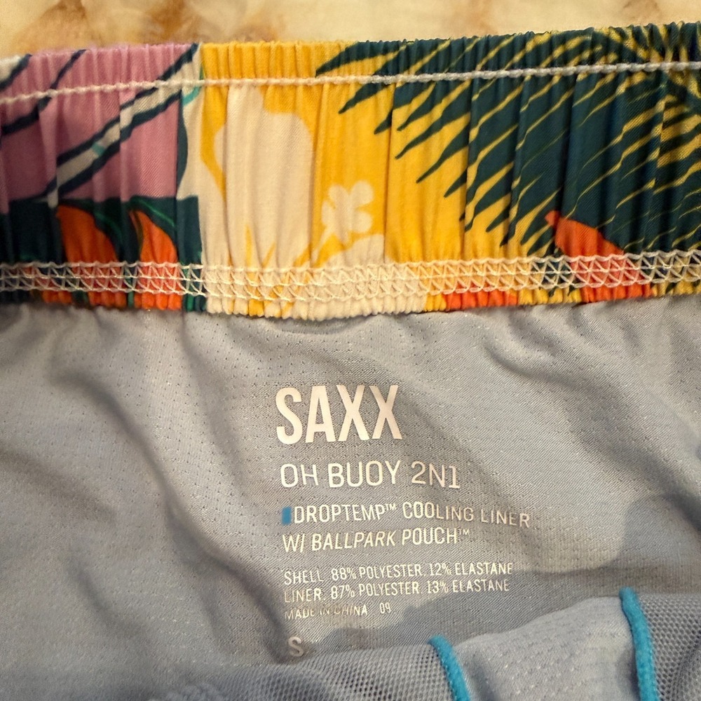 SAXX Oh Buoy 2N1 Swim Shorts Mens Multicolor Floral DropTemp Liner W/ Pouch S - Picture 3 of 6